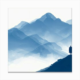 Two People Standing On Top Of A Mountain Canvas Print