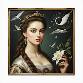 Lady and flower Canvas Print