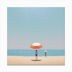 Vacation Umbrella Beach Bathroom Painting Canvas Print