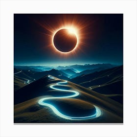 Solar Eclipse In The Mountains Canvas Print