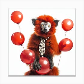 Red Lemur With Balloons Canvas Print