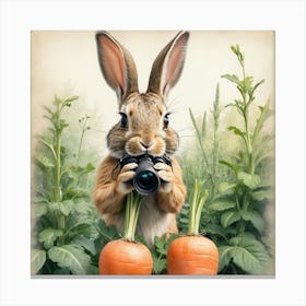 Rabbit With Camera Canvas Print