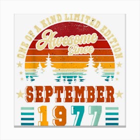 Retro 1977 Awesome Since September 1977 Limited Edition 45th Canvas Print