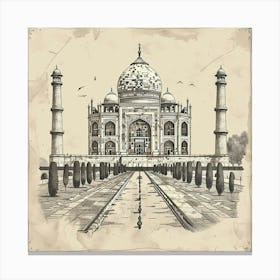 A Taj Mahal In Agra Hand Drawn Sketch Illustrati 1719953542 2 Canvas Print