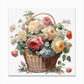 Basket Of Roses 2 Canvas Print