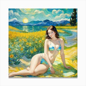 Sunflower Girl ryu Canvas Print