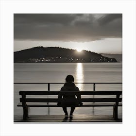 Sunset On A Bench 3 Canvas Print