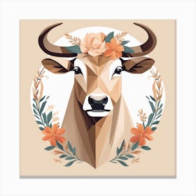 Floral Low Poly Taurus (6) Canvas Print