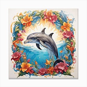 Dolphin In Flower Canvas Print