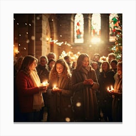 A Serene Christmas Eve Service Parishioners Immersed In Expressions Of Spiritual Surrender Engulfe (1) 1 Canvas Print