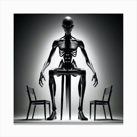 Skeleton Sitting On A Chair 14 Canvas Print