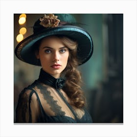 Victorian Woman In Hat 3 Canvas Print