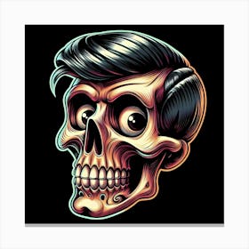 Skull With Black Hair 1 Canvas Print