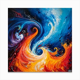 Dynamic Composition Set In A Chaotic Yet Aesthetically Pleasing Universe Swirls Of Abstract Shapes 1 Canvas Print