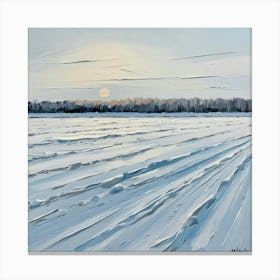 Winter Field At Sunset Canvas Print