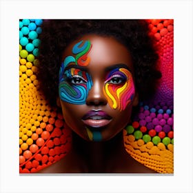 Young African Woman With Colorful Makeup Canvas Print