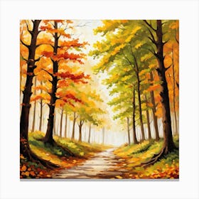 Forest In Autumn In Minimalist Style Square Composition 77 Canvas Print