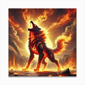 Yang Fire Wolf Flame Howl Canvas Print