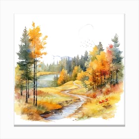 Watercolor Of Autumn Forest 2 Canvas Print