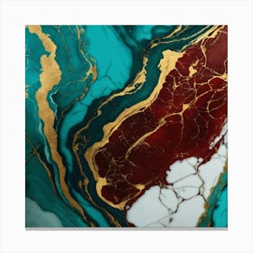 Luxury Abstract Gold And Turquoise Marble Canvas Print