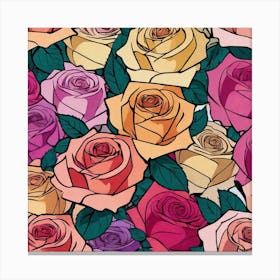 Roses Seamless Pattern 9 Canvas Print