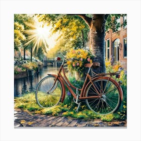 Bicycle On The Canal Canvas Print
