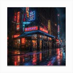 Neon Signs in the Rain Canvas Print