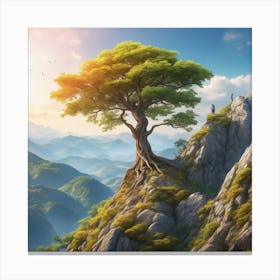 Tree On A Cliff Canvas Print