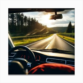 Move Drive Car Countryside Speed Mirror View Window Rear Asphalt Transport Driving Heave (6) Canvas Print