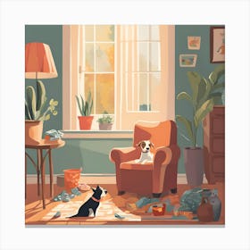 Room With Two Dogs Canvas Print