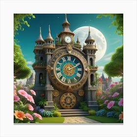 Clock In The Garden Canvas Print