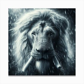 Lion In The Rain Canvas Print