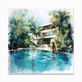 Villa Dream With Swimming Pool Canvas Print