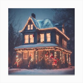Christmas House Stock Videos & Royalty-Free Footage 2 Canvas Print