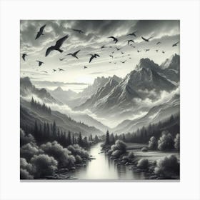 Black And White Painting Canvas Print