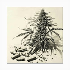 Marijuana Plant And Pills Canvas Print