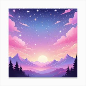 Sky With Twinkling Stars In Pastel Colors Square Composition 299 Canvas Print