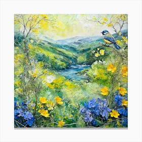 Bluebird In The Meadow Canvas Print