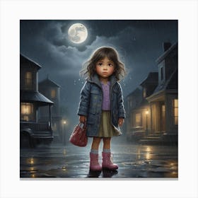 Little Girl In The Rain 1 Canvas Print