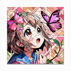 Otaku Girl With Butterfly Canvas Print