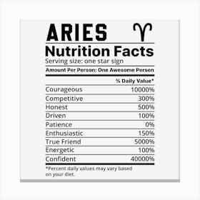Aries Nutrition Facts Canvas Print