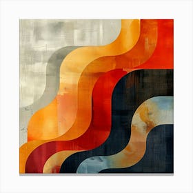 Abstract Art With Layered Wavy Shapes In Warm And Cool Tones Textured Background Canvas Print