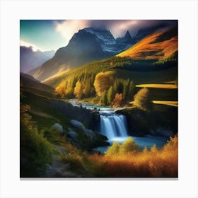 Waterfall In The Mountains 33 Canvas Print