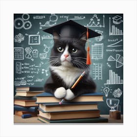 Cat In A Graduation Cap Canvas Print