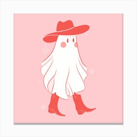 Cowboy Ghost - Pink - Western Halloween 1 Canvas Print