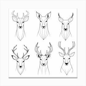 Deer Head Set 1 Canvas Print