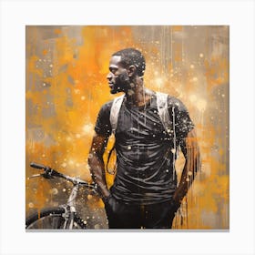 Man With A Bike Canvas Print