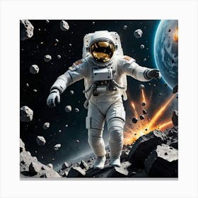 In the Shadow of Giants: An Astronaut Among Planets Canvas Print