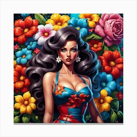 Sexy Girl With Flowers Canvas Print