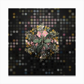 Vintage Starry Osbeckia Floral Wreath on Dot Bokeh Pattern n.0333 Canvas Print
